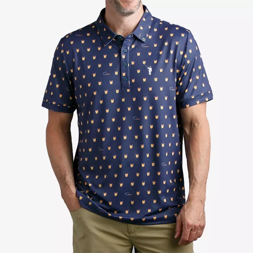 William Murray Golf Polo Drink Print Short Sleeve Collared Shirt XL